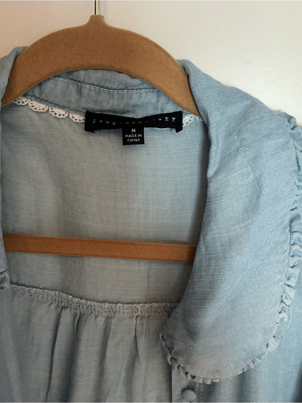 Jane and Delancey Light Blue Rounded Collar Button-Front Top